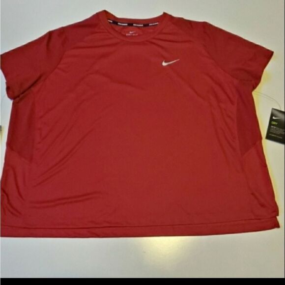 3X NEW NIKE DRI-FIT CREW NECK BRICK RED TECH short sleeve shirt TOP 3 X 3XL NWT - Picture 3 of 6